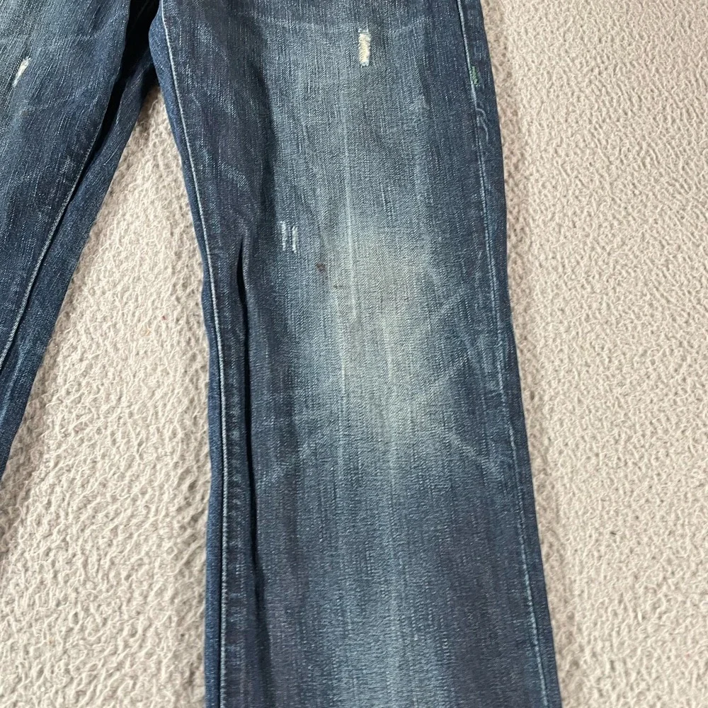True Religion Men's Geno Flap SE Jeans Denim Blue Wash Size 34 Relax Slim Distre